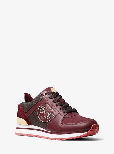 michael kors billie tri-color leather and canvas trainer|Billie Leather and Signature Logo Trainer .